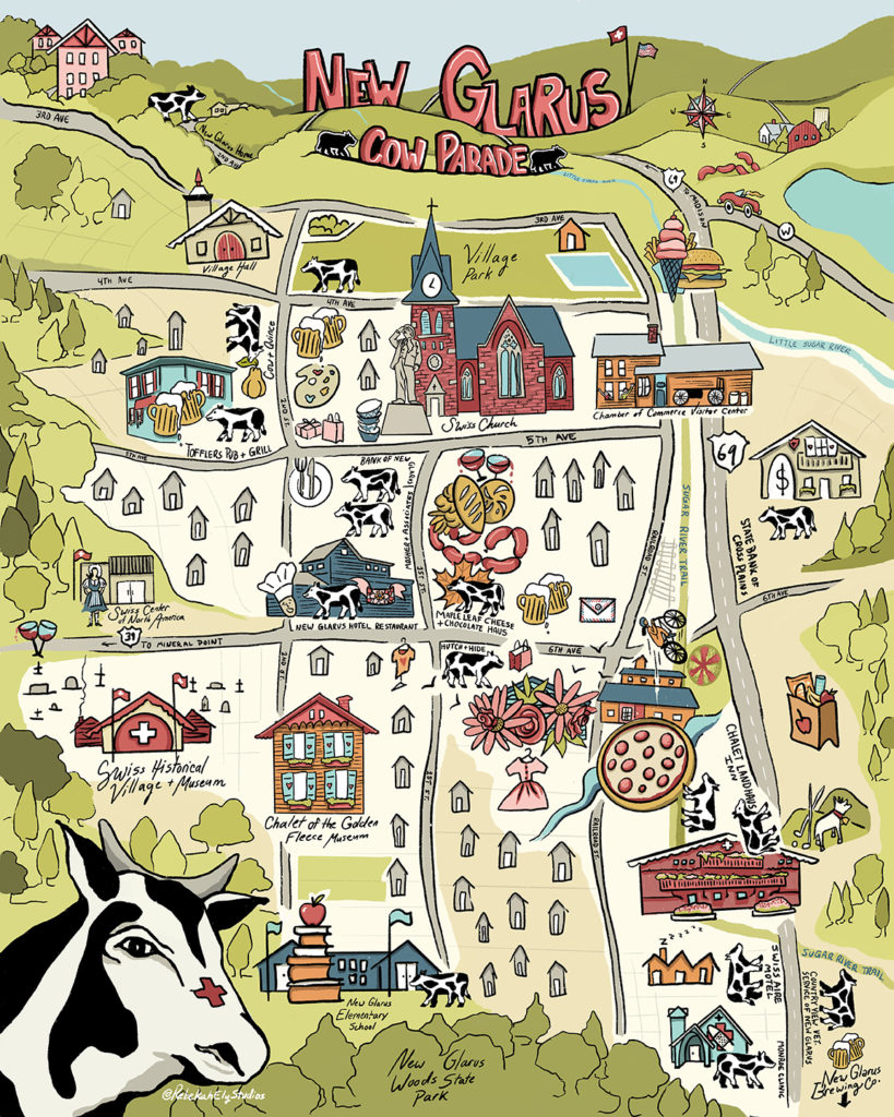 Map for The Chamber of New Glarus, Wi REBEKAH ELY STUDIOS
